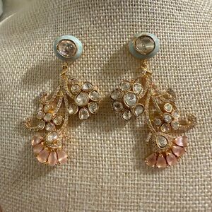Elegant Gold and Pink Dangle Earrings